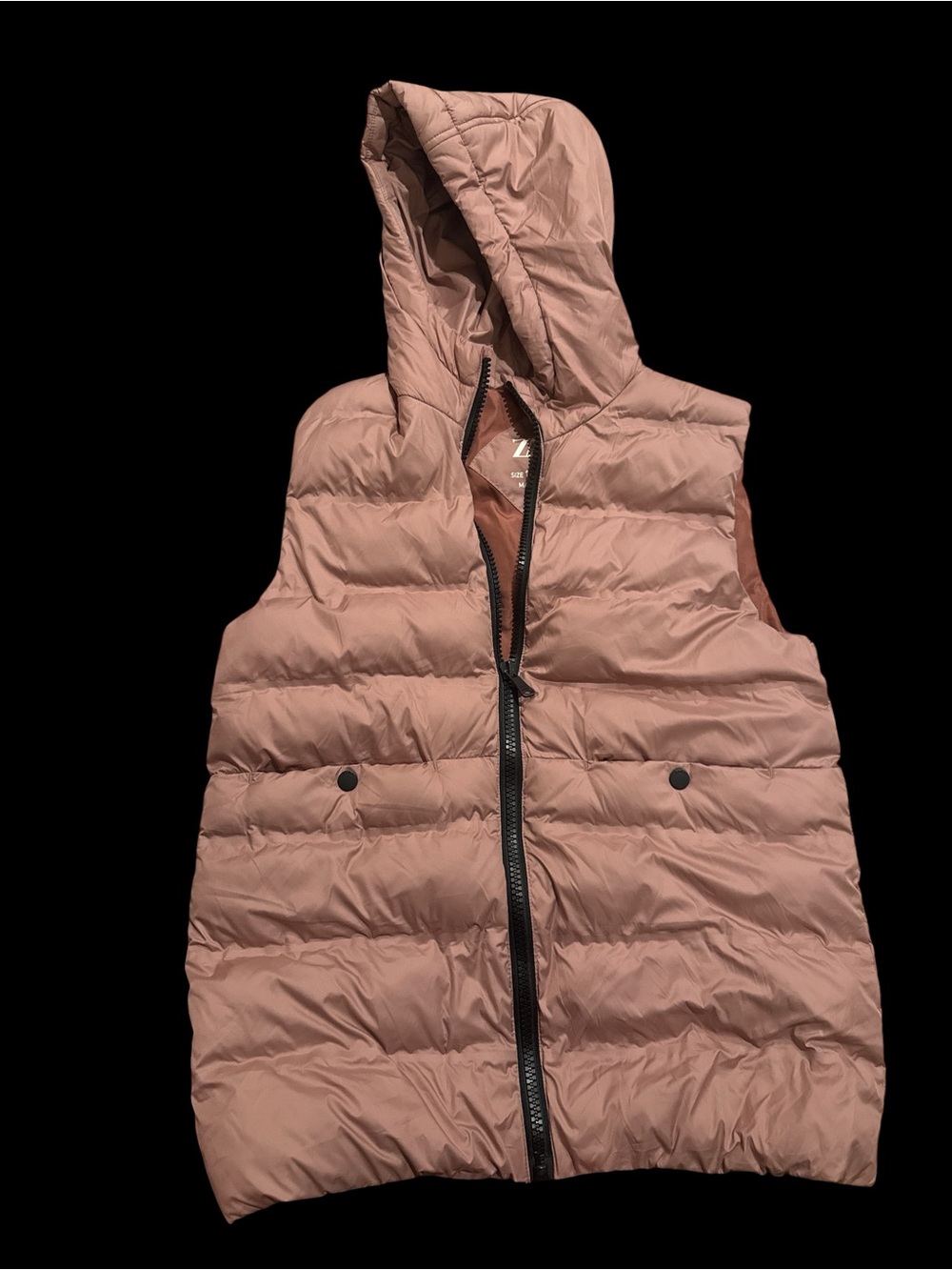 Zara Hooded Quilted Puffer Vest - Mauve Pink